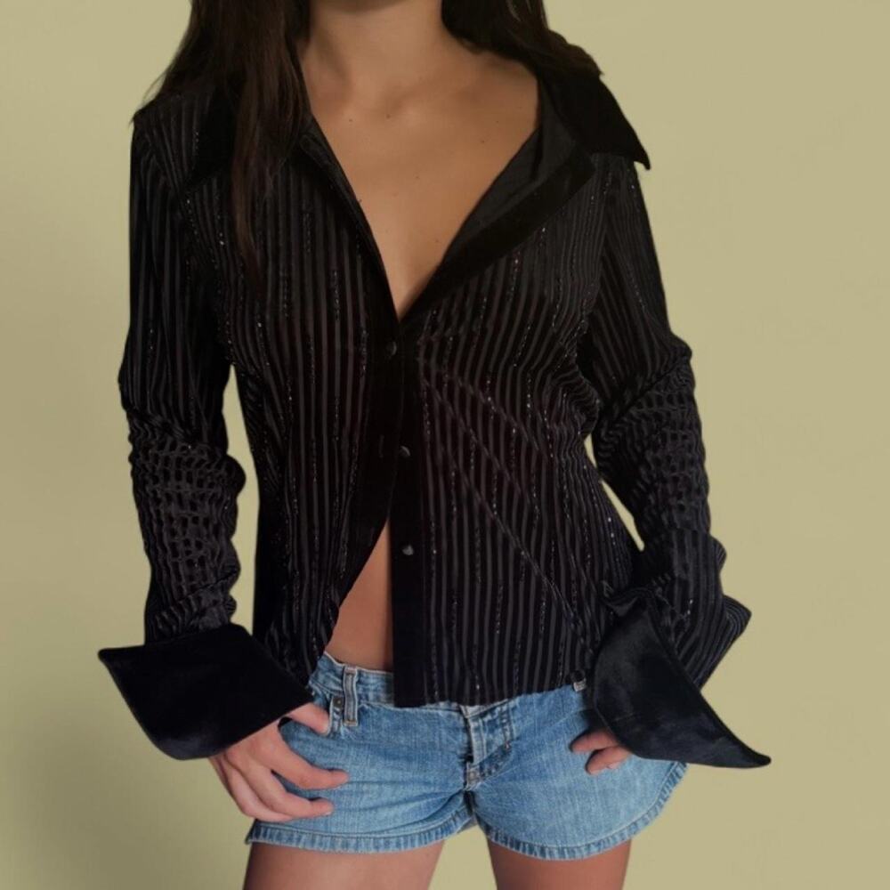 Vintage 90s button up bedazzled top